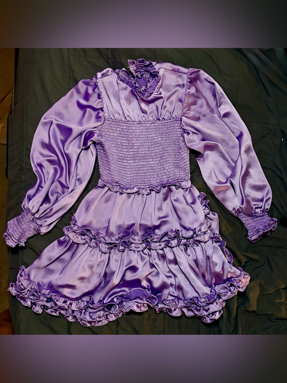 ELLIATT Lavender Ruffled Satin DRESS